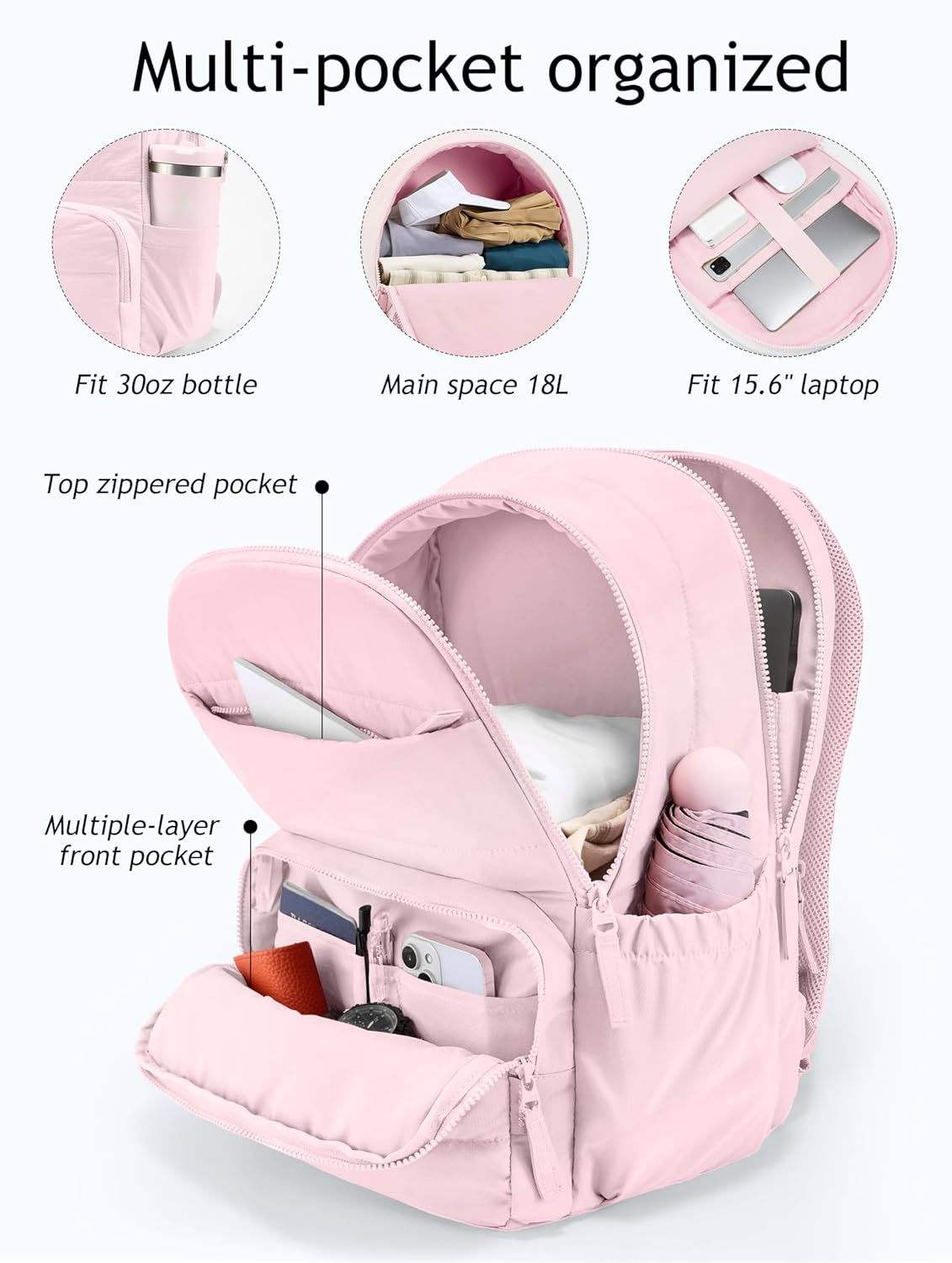Travel Backpack for Women, 15.6 Inch College Laptop Backpack, Water Resistant Work Backpacks, Cute