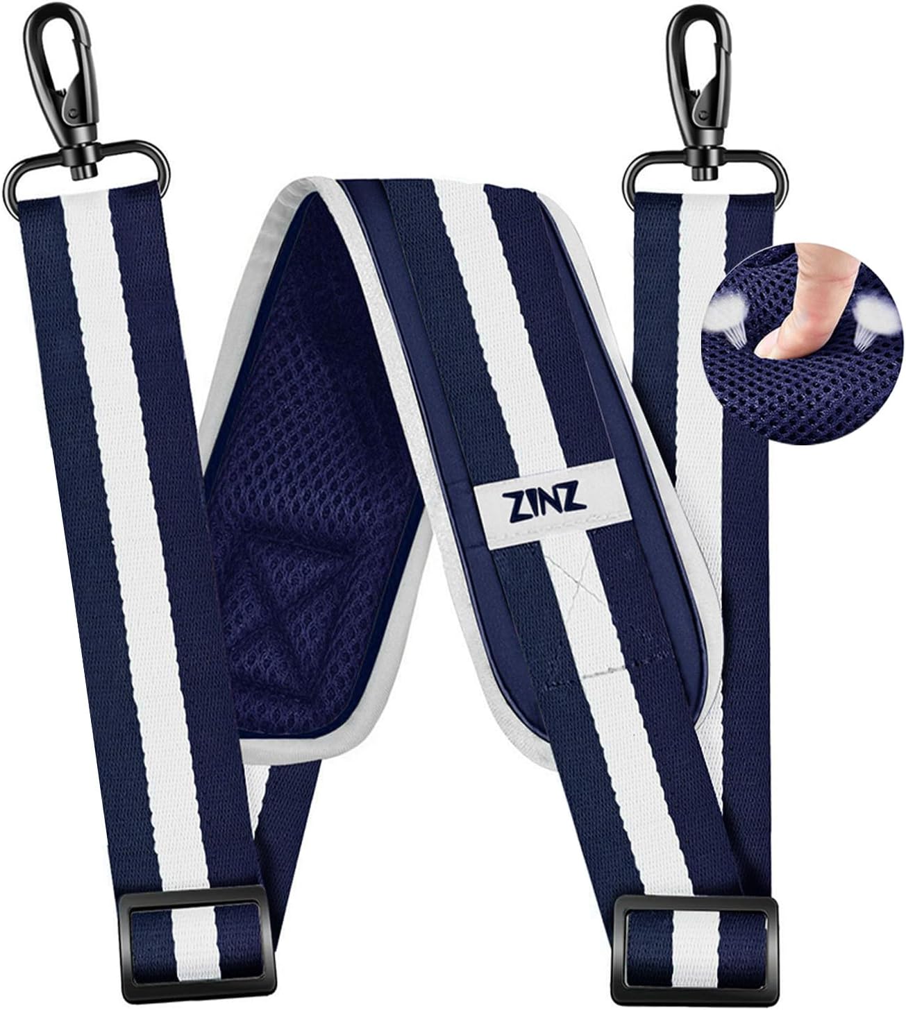 ZINZ 79 inch Shoulder Strap, Extra-thick Fixed Cushion Pad and Dual Clasps Universal Replacement Strap with Metal Swivel Hooks for Laptop Bags, Luggage Bags, Camera, Crossbody(Stripes-BuWBu)