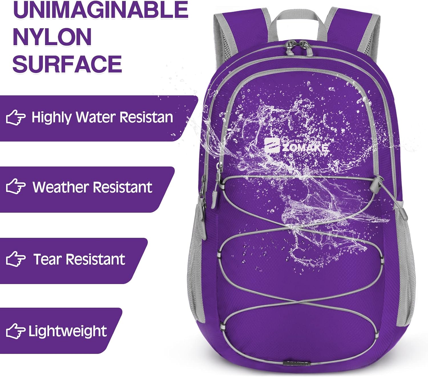 ZOMAKE Lightweight Packable Backpack 28L, Foldable Backpacks Water Resistant Collapsible Day Bag