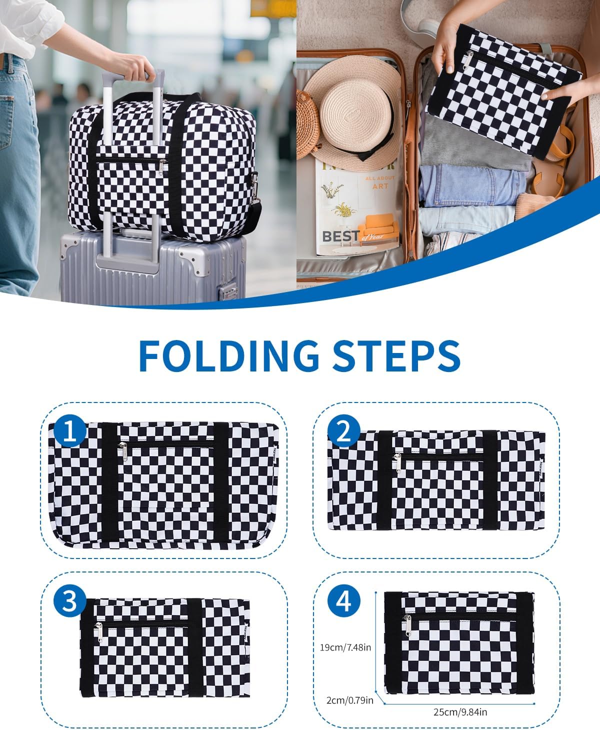 For Spirit Airlines Personal Item Bag 18x14x8 Foldable Travel Duffel Bag Tote Carry on Luggage Duffle Overnight for Women and Men