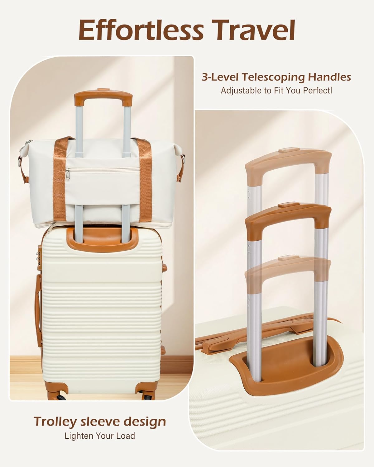 LONG VACATION 3 Piece Carry On Luggage 20 Inch Suitcase with Spinner Wheels, ABS+PC Hardshell Suitcase set with TSA Lock & YKK Zipper