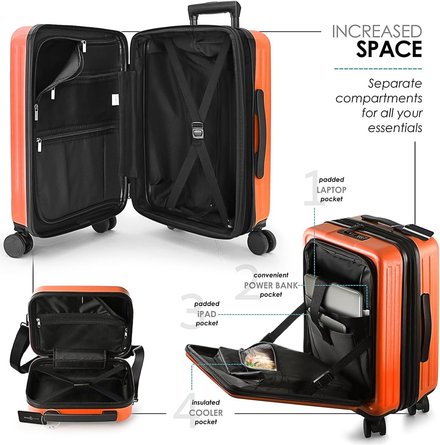 Hard Shell Luggage Sets with Spinner Wheels 4 Piece, Expandable Large Suitcases with TSA Lock