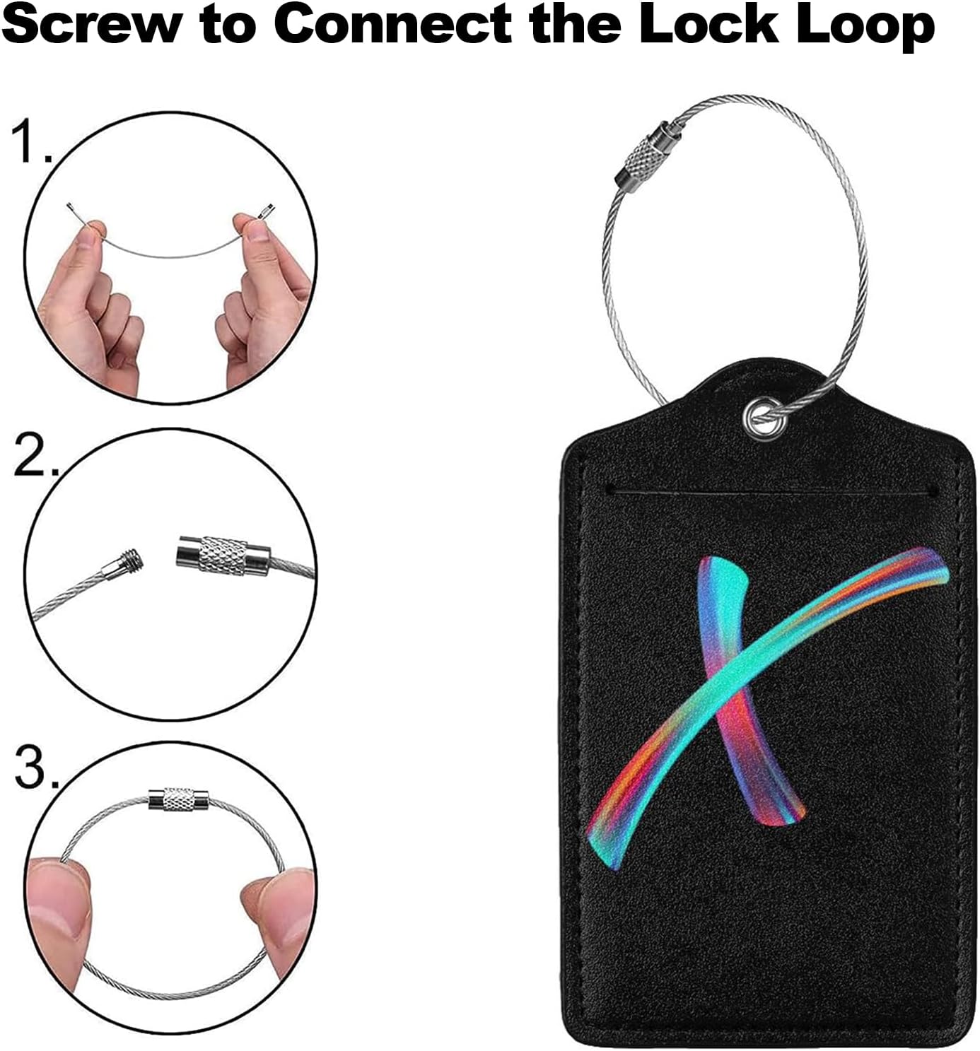 2 Pack Initial Luggage Tags for Suitcase, Colorful Letter Design Cruise Name Bag Tags, Novelty Baggage Identifiers with Full Privacy Cover, Leather ID Label for Women Men Kids Travel, Rainbow Letter X