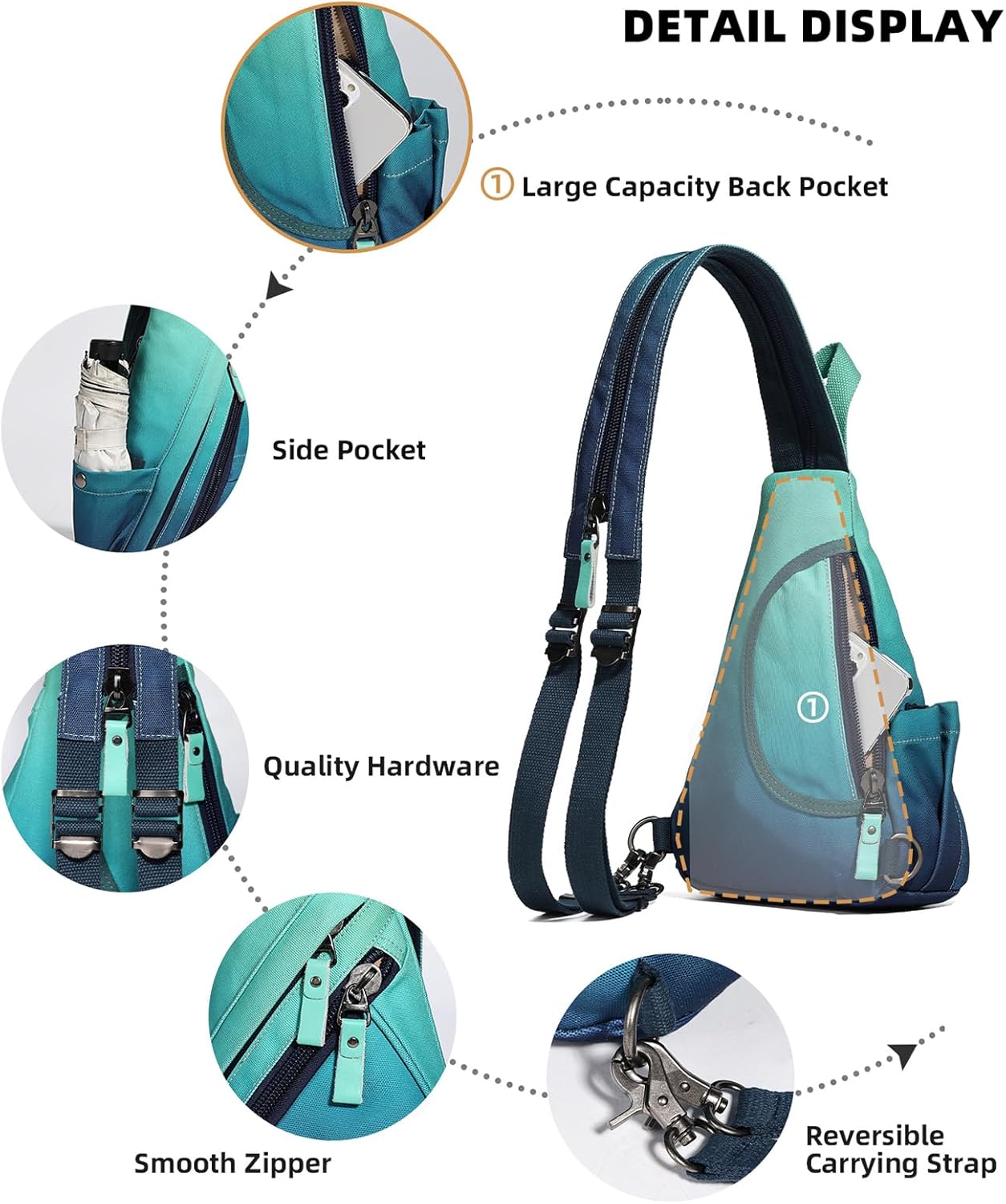 KL928 Sling Bag - Small Crossbody Backpack Shoulder Casual Daypack Rucksack for Men Women