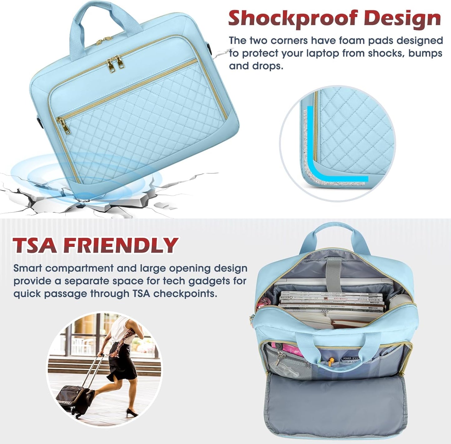 NEWHEY Laptop Bag 17.3 Inch Laptop Briefcase for Women Men Waterproof Shoulder Messenger Bag Large