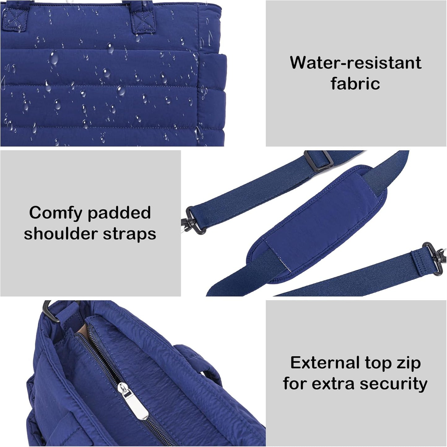 AOCINA Puffy Tote Bag for Women Quilted Work Bag Nurse Bags Women's Handbags for Travel