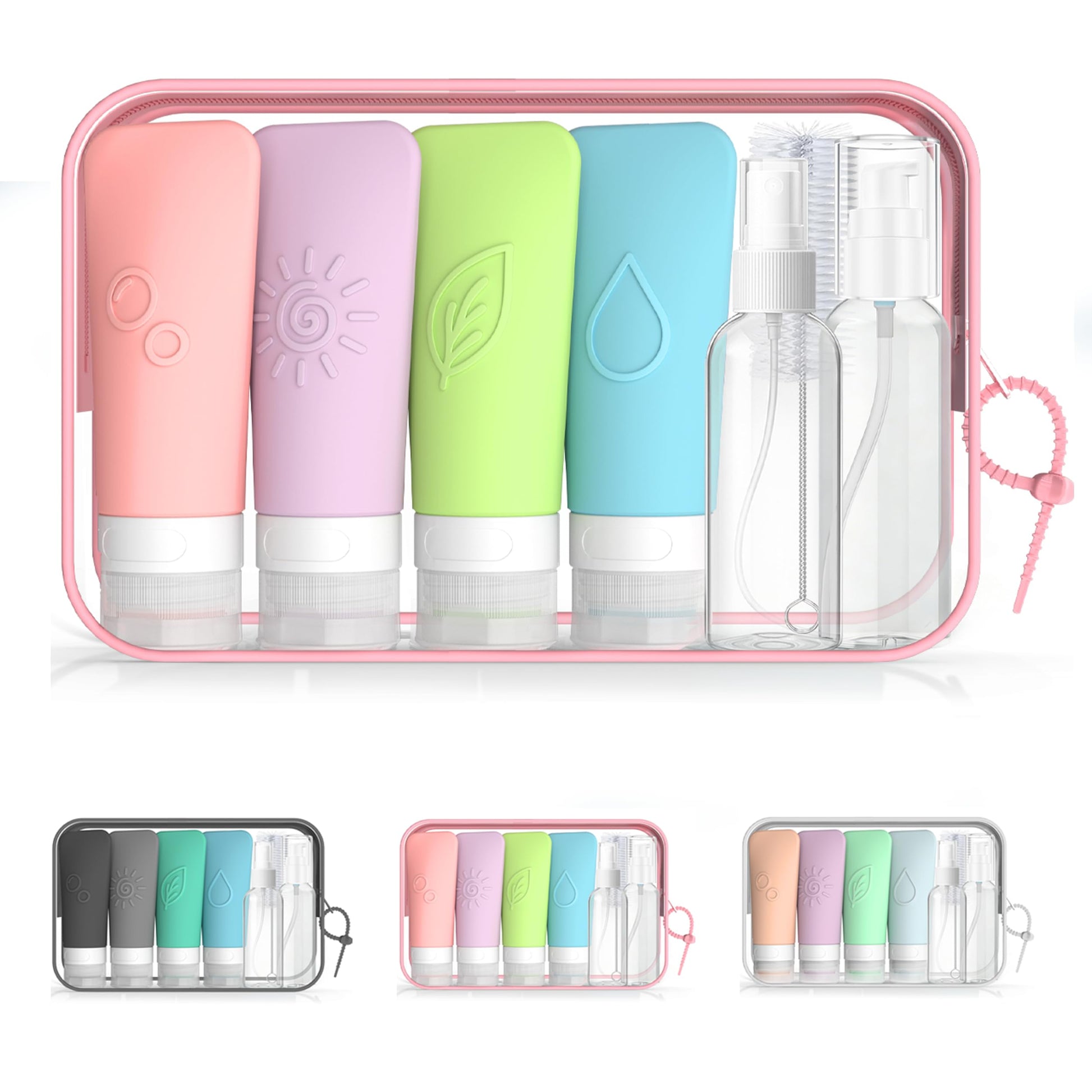 KLKE 16-Piece Silicone Travel Bottles Set – TSA Approved Leakproof Toiletry Kit with Flat