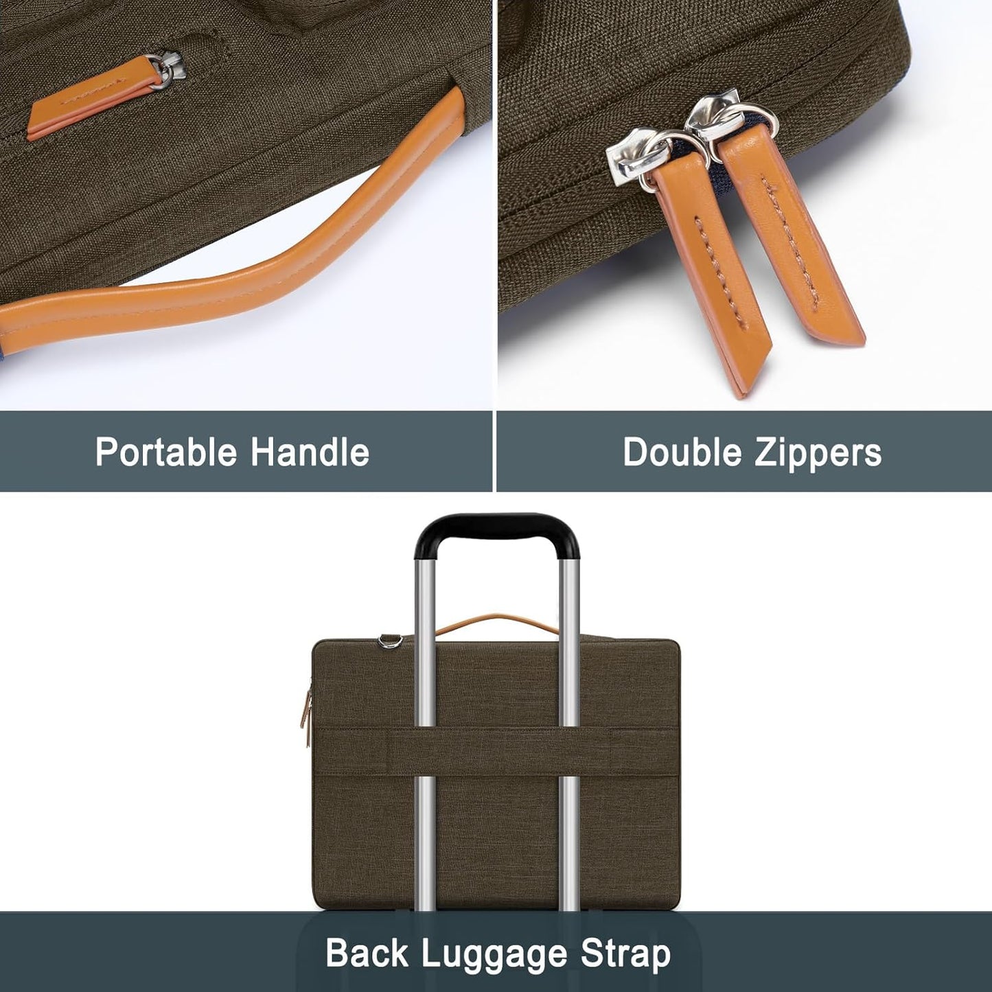 MOSISO 360 Protective Laptop Shoulder Bag,17-17.3 inch Computer Bag Compatible with MacBook, HP, Dell, Lenovo, Asus Notebook,Side Open Messenger Bag with 4 Zipper Pockets&Handle, Carob Brown