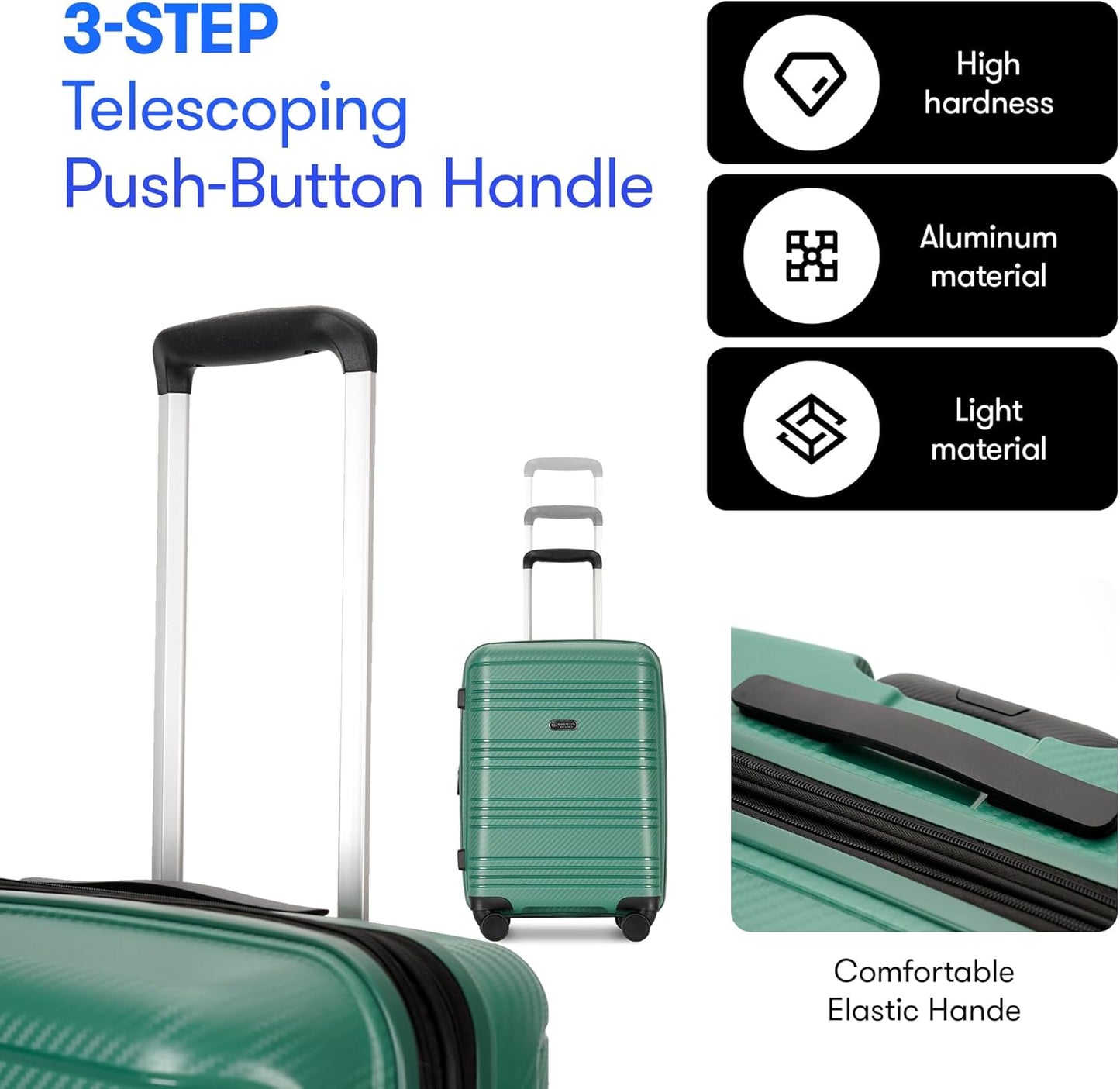 GinzaTravel 20 Inch Carry on Luggage 22x14x9 Airline Approved Hardside Suitcase with Spinner Wheels TSA Lock, 20-Inch, Green