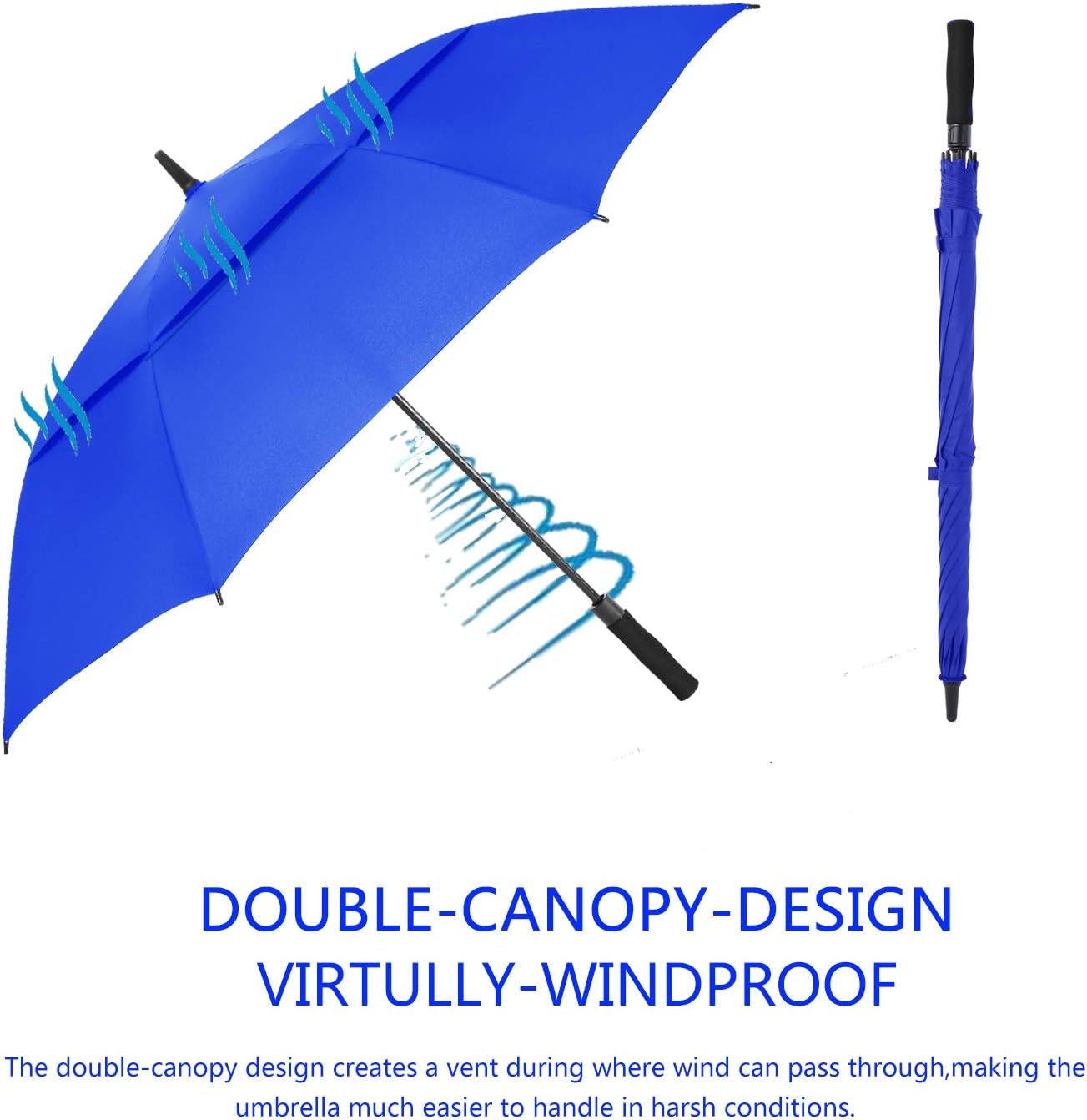 MRTLLOA Extra Large Golf Umbrella, 54/62/68/72 Inch Automatic Open, Oversize Double Canopy Vented Windproof Waterproof Sports Umbrellas for Rain