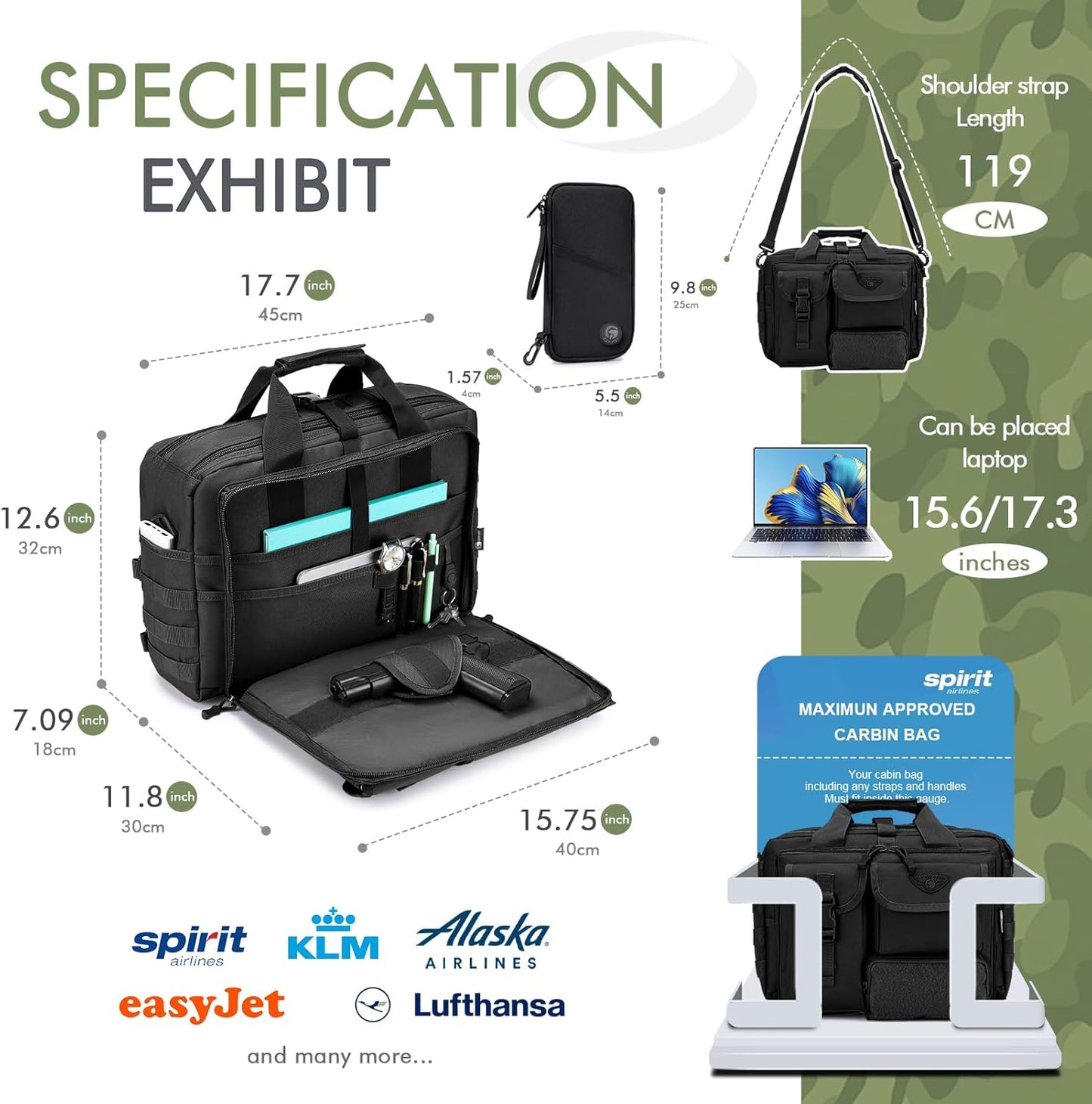 Tactical Messenger Bag for Men Multifunctional Tactical Briefcase Men's Military Laptop Work Bag for Business Teacher