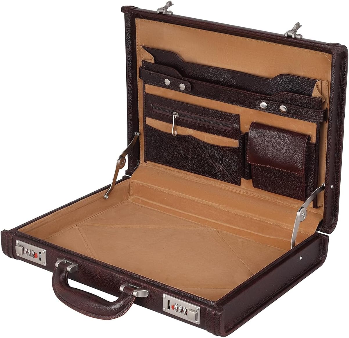 Full Grain Leather Briefcase Attache Case For Unisex Size L17xW3xH12 Inches Briefcase Bag