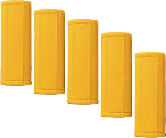 Luggage Handle Wrap 5 Pack-Leather Luggage Handle Wraps for Suitcase/Handbag/Duffel Bag/Car Bright Luggage Identfier/Handle Covers/Grips Luggage Accessories for Travel 3.0 (Yellow)