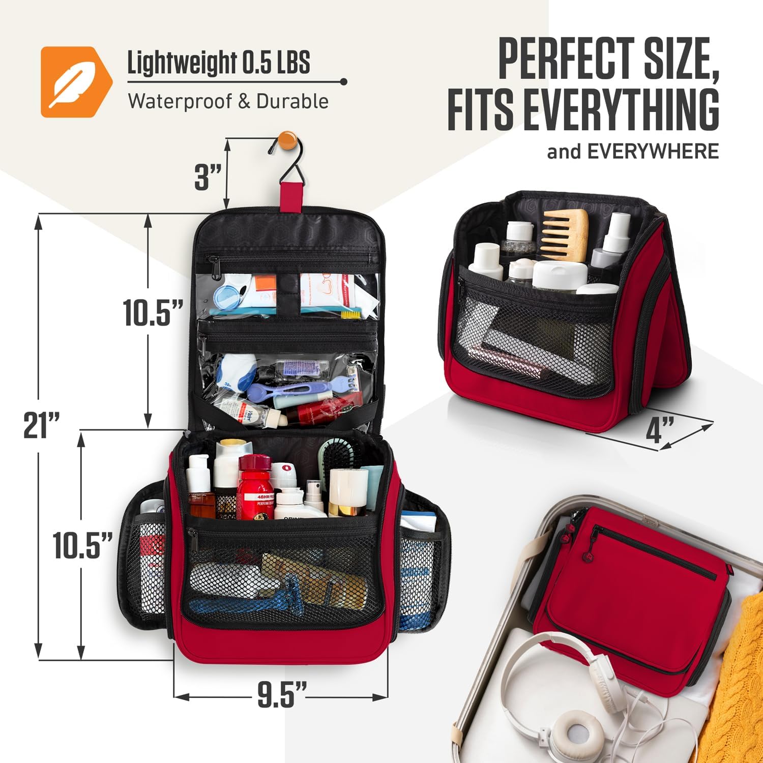 VENTURE 4TH Hanging Travel Toiletry Bag for Women & Men - Travel Organizer with Expandable