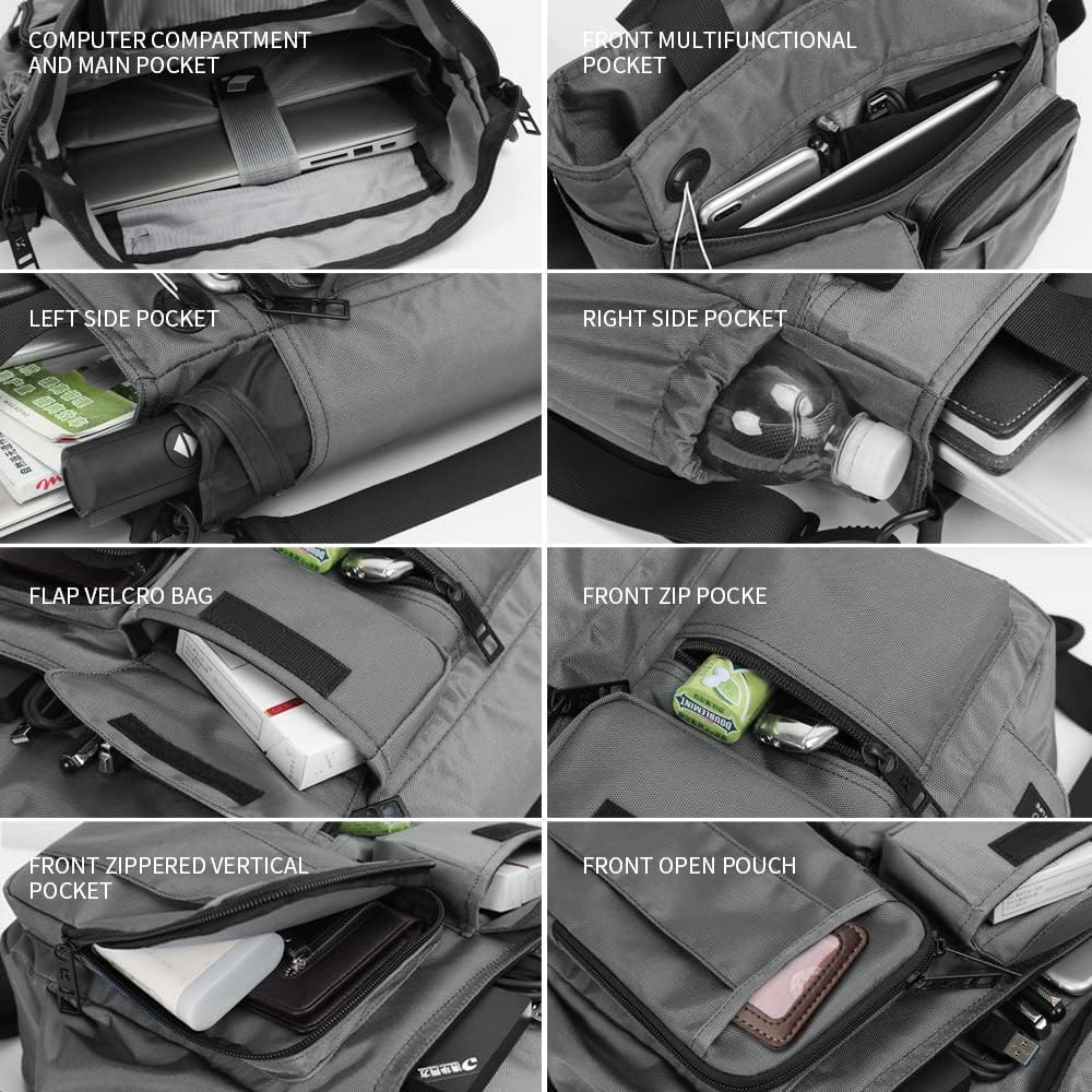 Mens Messenger Bag Laptop Shoulder Bag Computer Work Office Bag Waterproof Briefcases for Travel Work