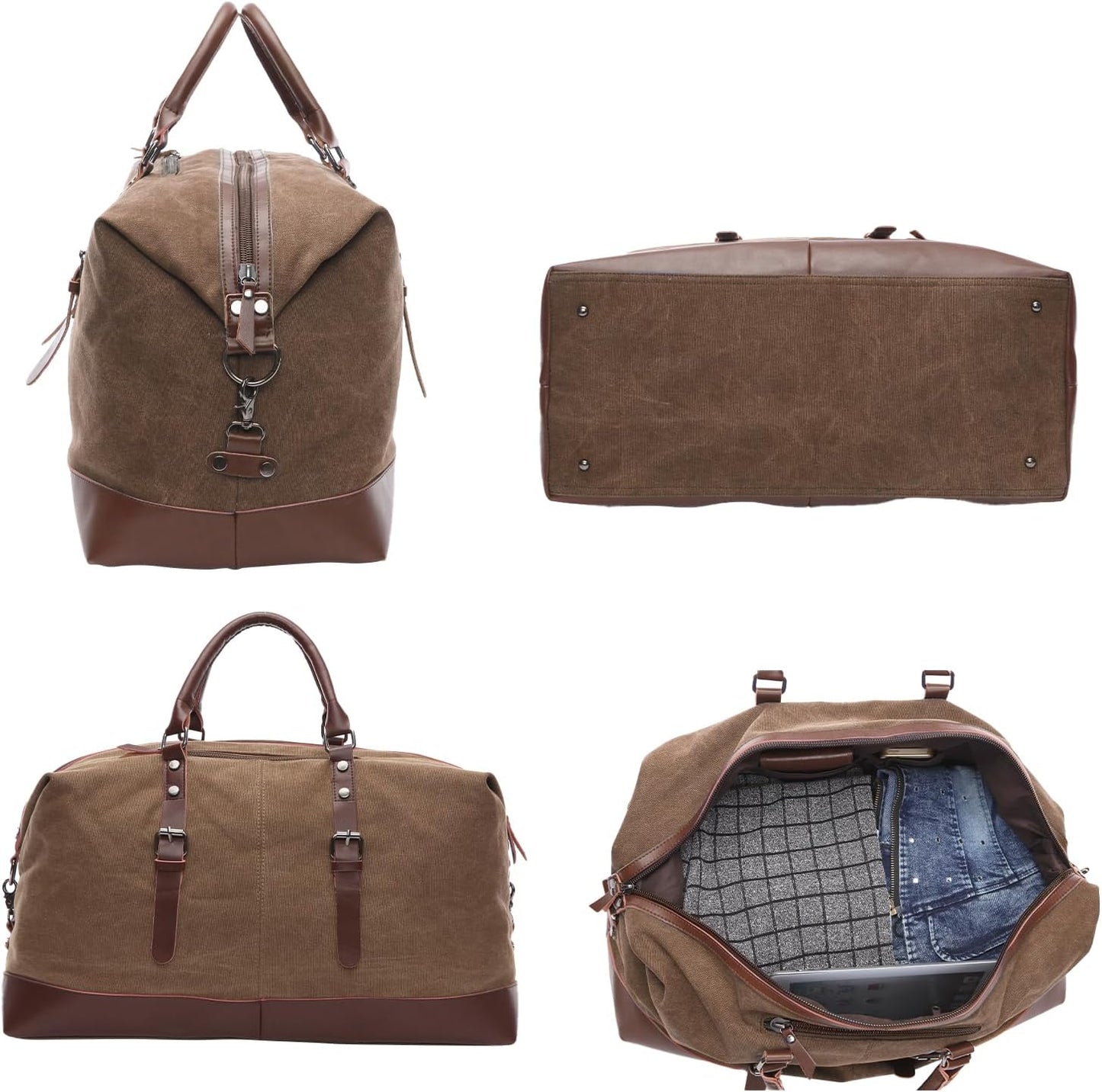 Canvas Duffle Bag, 35L leisure Stylish Canvas Travel Duffel Backpack Multifunctional Overnight Weekender Overnight Travel Bag for Men & Women (brown)