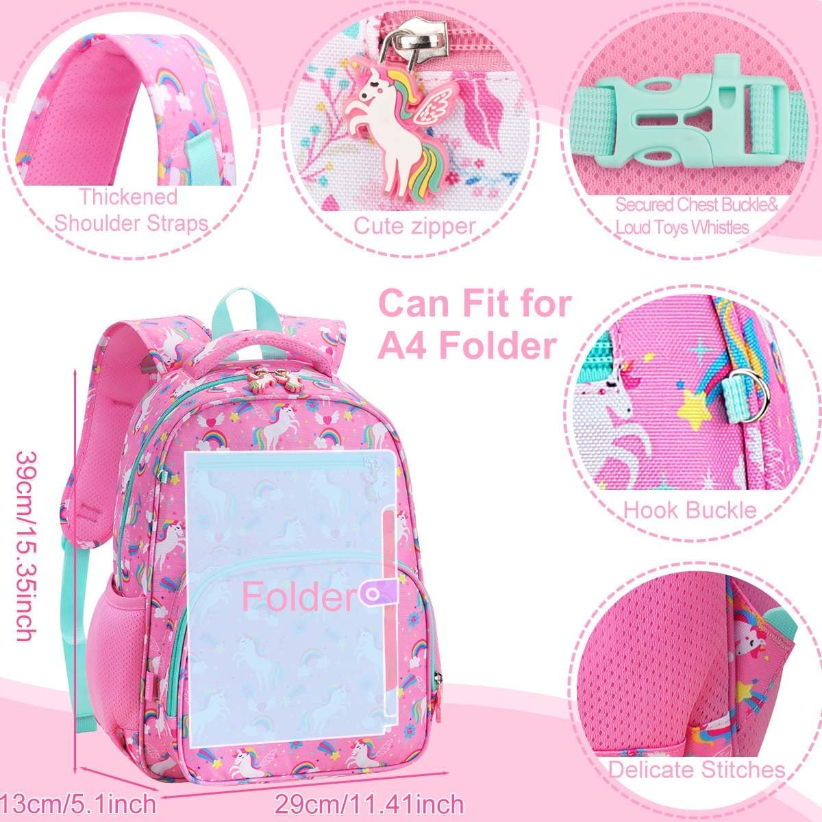 RHCPFOVR Kids Backpack for Girls - Girls Backpack 3-8 Ages Butterfly for Kids 15 Inch School Bookbag for Kindergarten Elementary School Bookbag for Girl 1st 2nd Grade