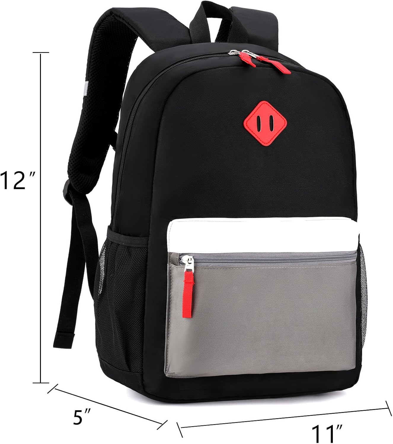 Toddler Backpack, 12inch Preschool Backpack for Kids Boys and Girls 2-4 Kindergarten Preschool Bookbag with Chest Buckle (Black Grey, Small)