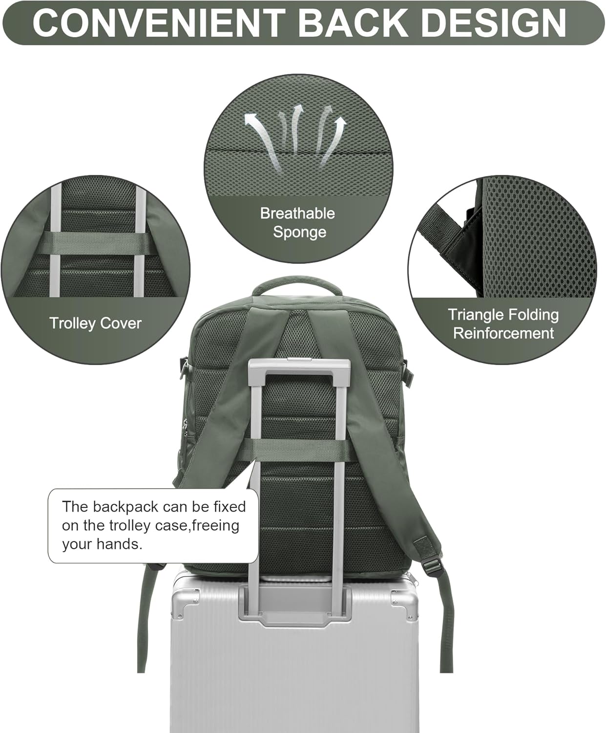 WONHOX Large Travel Backpack Carry on Flight Approved Laptop Work Business Backpack for Women Men Mochila de Viaje