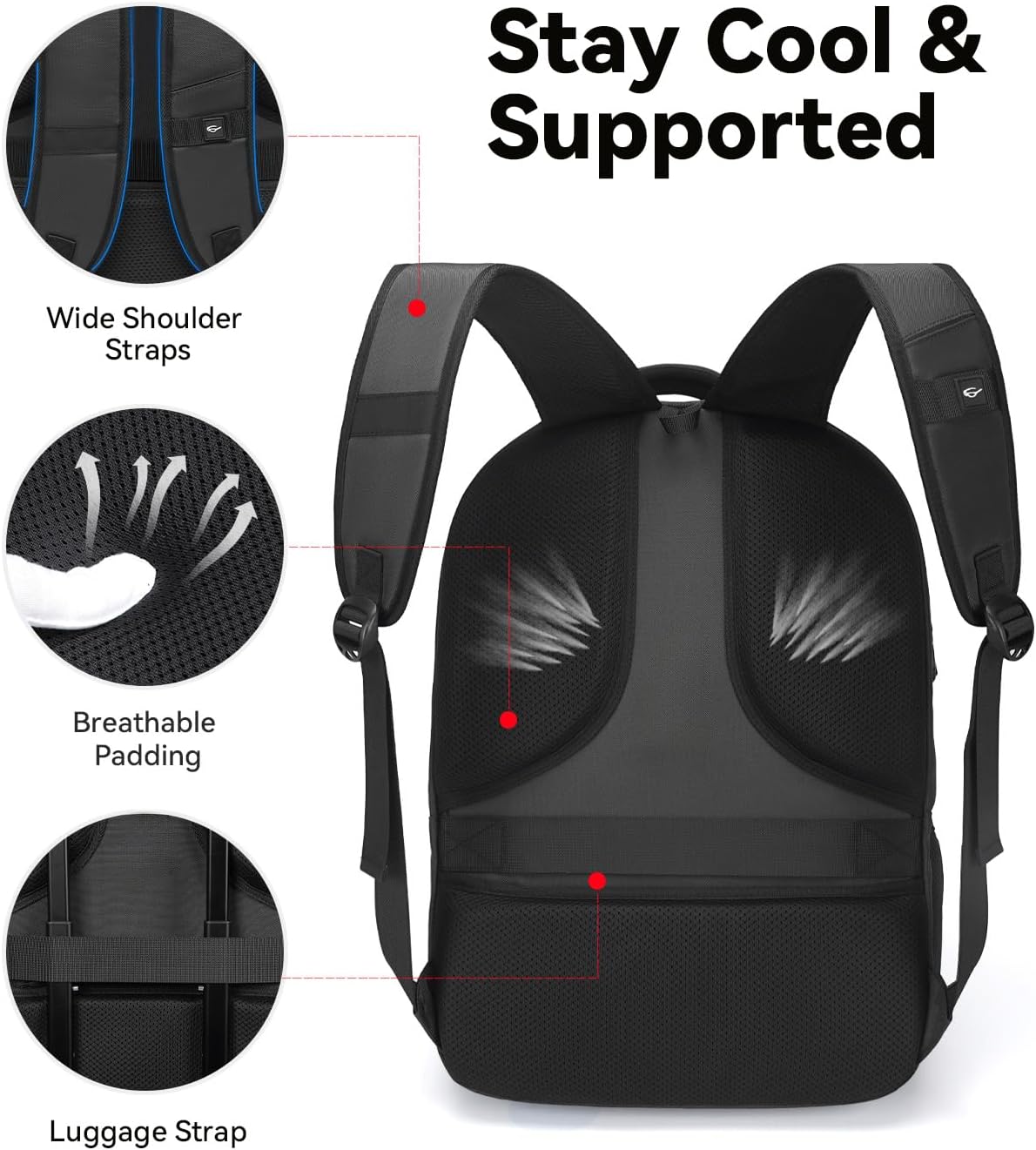 CROSSGEAR Large Travel Backpack Waterproof Laptop Bag Airline Approved Business Office Work Computer Casual Daypacks TSA Lock Anti-Theft Bookbag with USB Port Fit 17.3 inch Laptops for Men Women