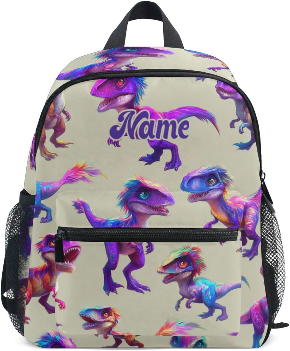 Custom Colorful Dinosaurs1 Preschool Backpack for Toddler Boy Girl,Personalized Backpack with Name Text, Customization Kindergarten School Bookbags - M