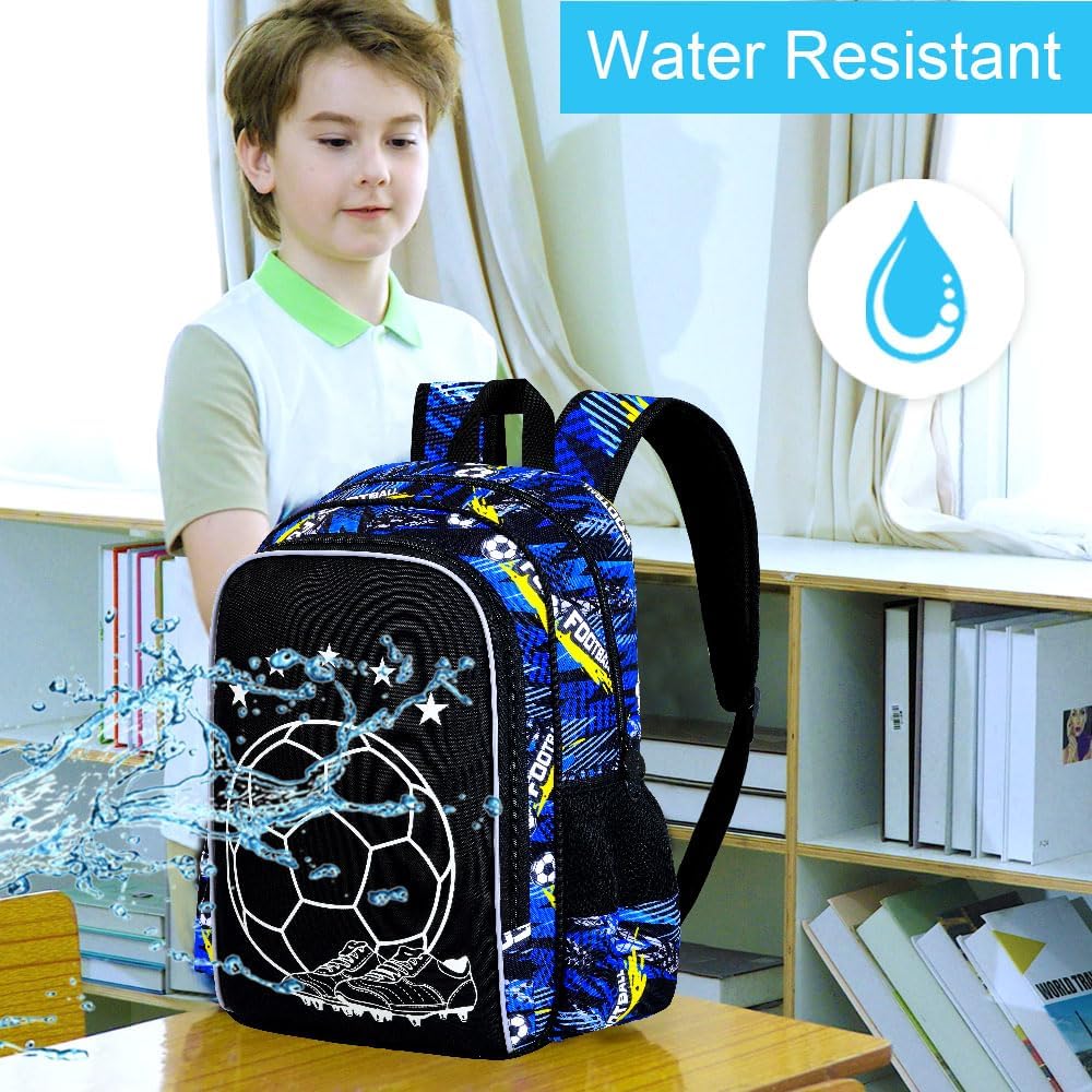 3PCS Backpack for Kids, Luminous School Backpacks with Lunch Box, 17" Water Resistant Boys Camo