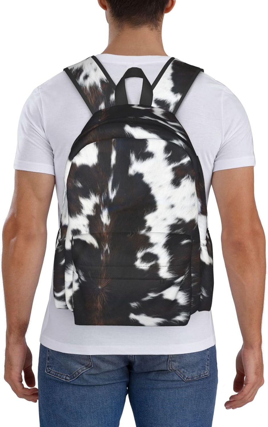 Cow Real Fur Backpack School Bag Lightweight Bookbag Laptop Travel Daypack For Kids Girls Boys Teens