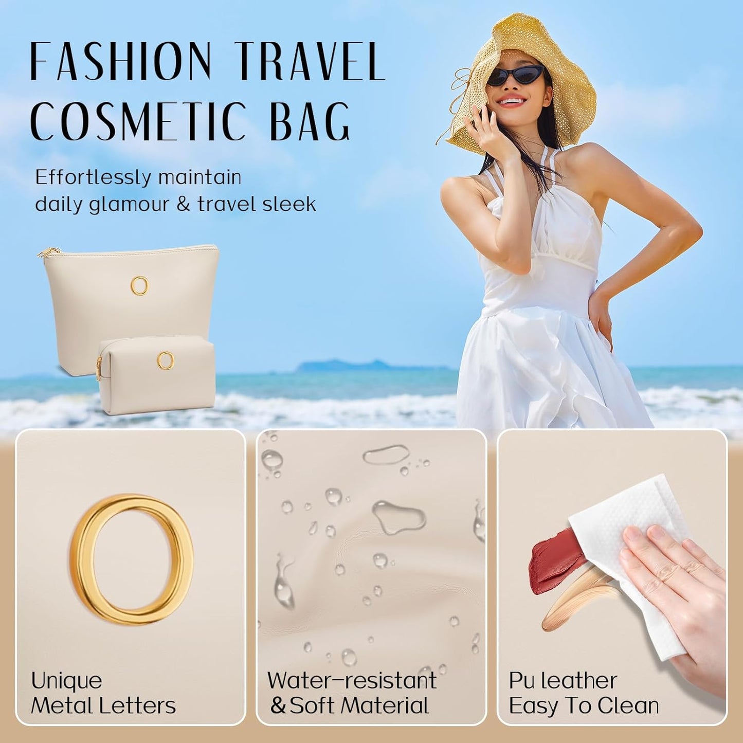 Women Gifts | Initial Makeup Bag Set for Girl Personalized Gifts for Bridesmaid Friend Graduation