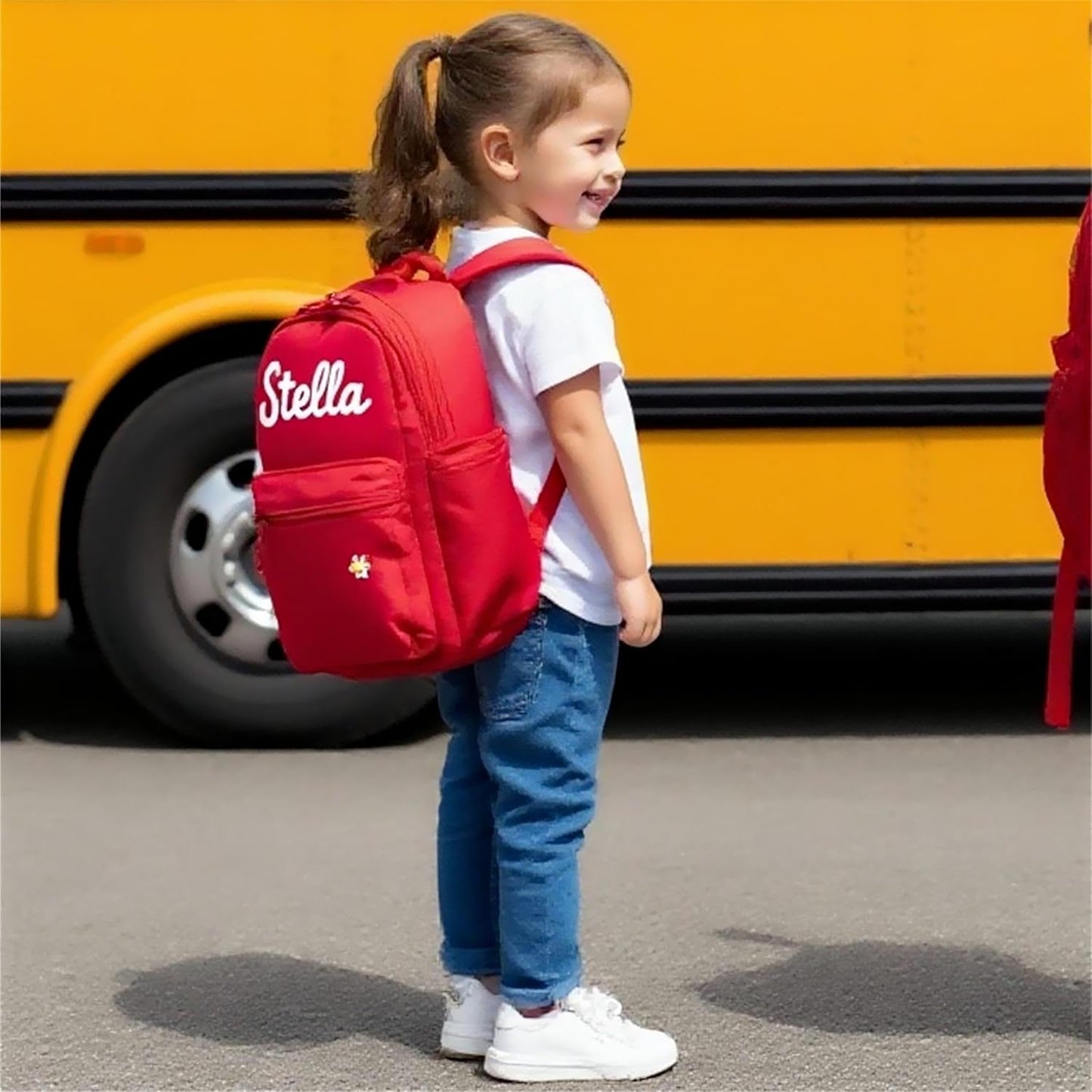 Personalized Corduroy Kids Backpack, Custom Name School Bag with Decorative Stitching, Toddler BackPack, Back to School Gift, Available in M and S sizes (Pink)