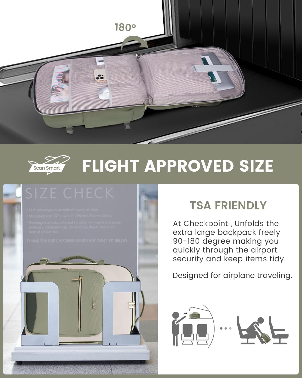 LOVEVOOK 50L Travel Backpack for Women & Men, Airline Approved Carry On Luggage with 3 Packing Cubes, TSA Overnight Bags, Waterproof Personal Item Bag, Weekender Essentials Backpacks fits 17" Laptop