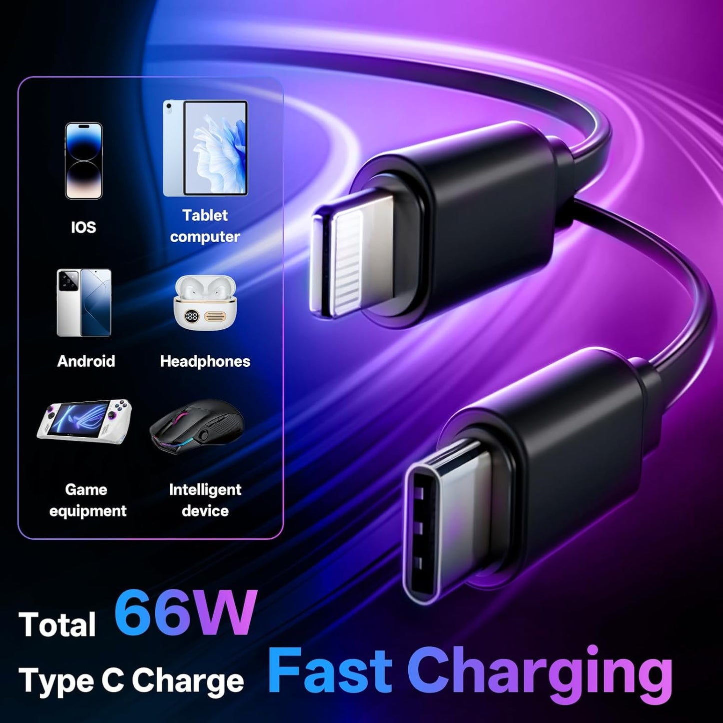 4 in 1 Retractable Car Charger Starlight Compatible with iPhone 16/15/14/13/12/11,Galaxy,Pixel