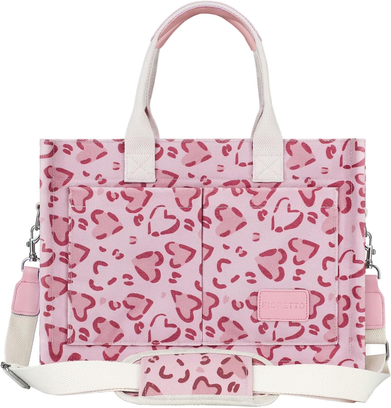 FIORETTO Canvas Tote Bag for Women with Zipper Closure & Individual Compartments for Work College for Teacher & Nurse