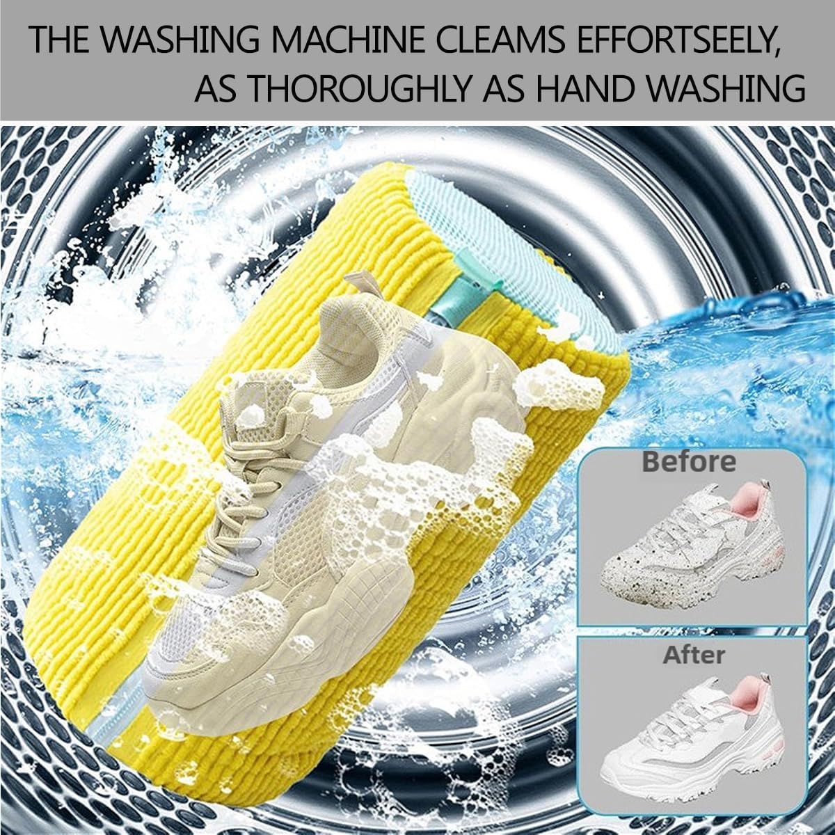 Shoe Washing Machine Bag,Laundry Shoe Bag for Washer and Dryer,Reusable Shoe Cleaning Bag for Sneakers,Tennis Shoes,With Self-locking Zipper, Microfiber Inside,Include Shoes Storage Bag