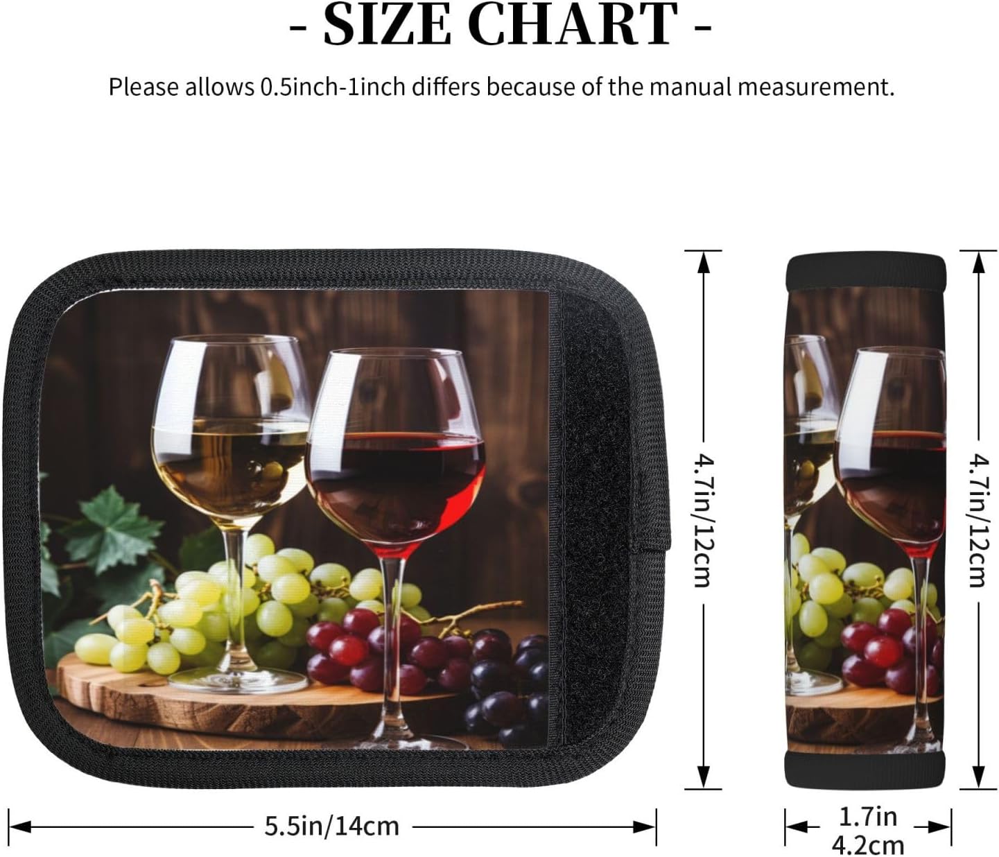 Luggage Handle Wraps Wine Glasses Grapes Luggage Identifiers Soft Neoprene Luggage Handle Wraps For Suitcase Trolley Handle Grip Cover 2 Pack Luggage Tags