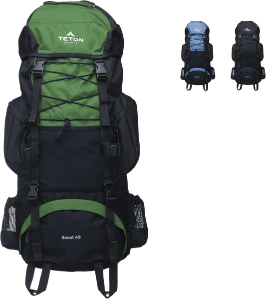 TETON 45L Scout Internal Frame Backpack for Hiking, Camping, Backpacking, Rain Cover Included