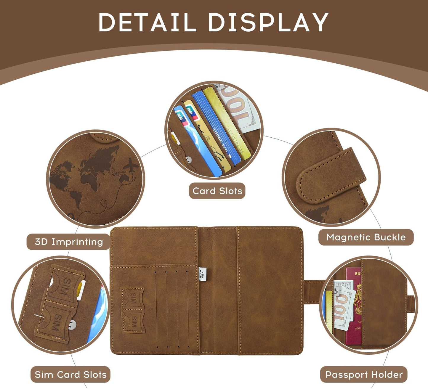 ILIYAH-Passport Cover-Passport Holder Travel Wallet-RFID Blocking Passport Case Travel Accessories Card Holder Wallet Unisex Travel Gifts(Brown)