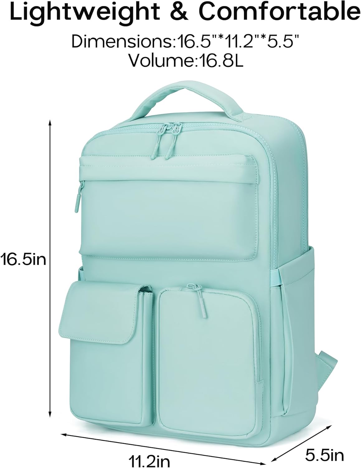 FODOKO Backpack for Work, Casual Backpack for Women Men Daypack Backpack for Travel College Bookbag Separate Compartment for 15.6 Inch Notebook Ice Blue