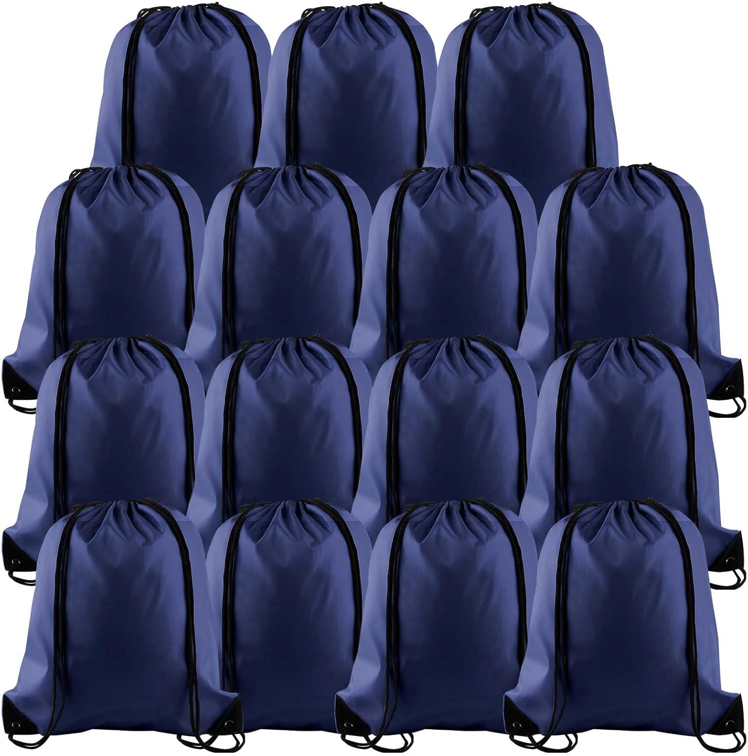 PLULON 15 Pcs Navy Blue Drawstring Bags Drawstring Backpack Bulk, String Backpack Cinch Sack Sport