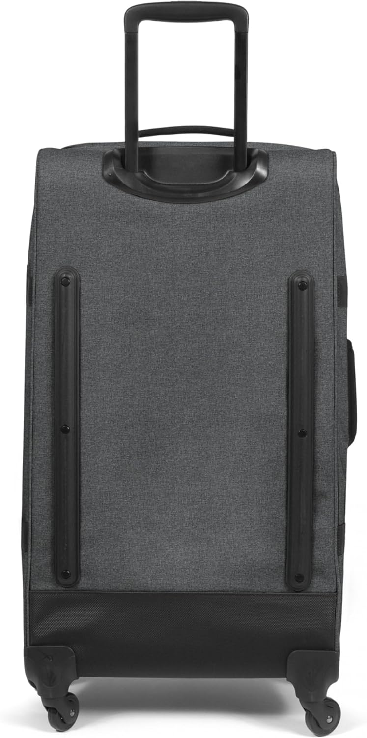 EASTPAK Trans4 L – 80L Large Wheeled Luggage with Dual Compartments, TSA Lock, 360° Spinner Wheels, and Diamond-Embossed Handle, Black Denim