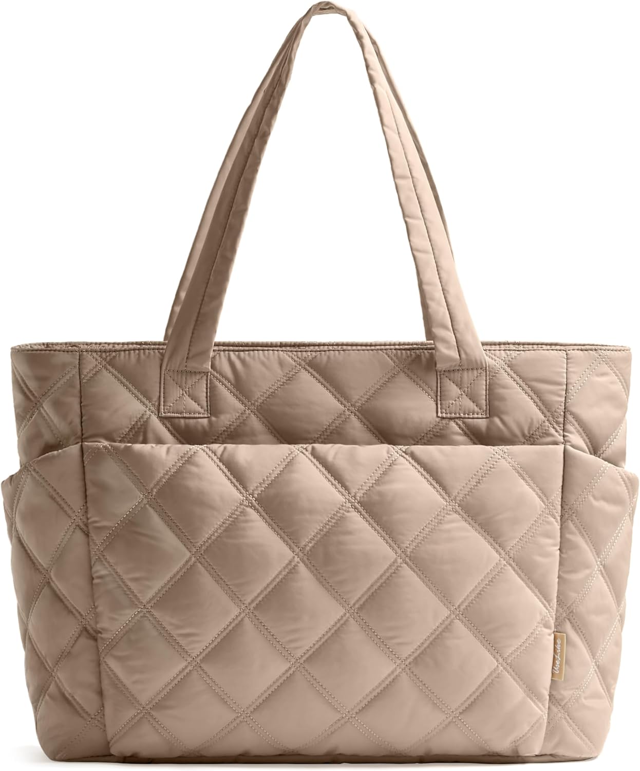 Tote Bag for Women, Lightweight Puffer Tote Work Bags with Compartments for Travel, Quilted Shoulder Bag with Zipper