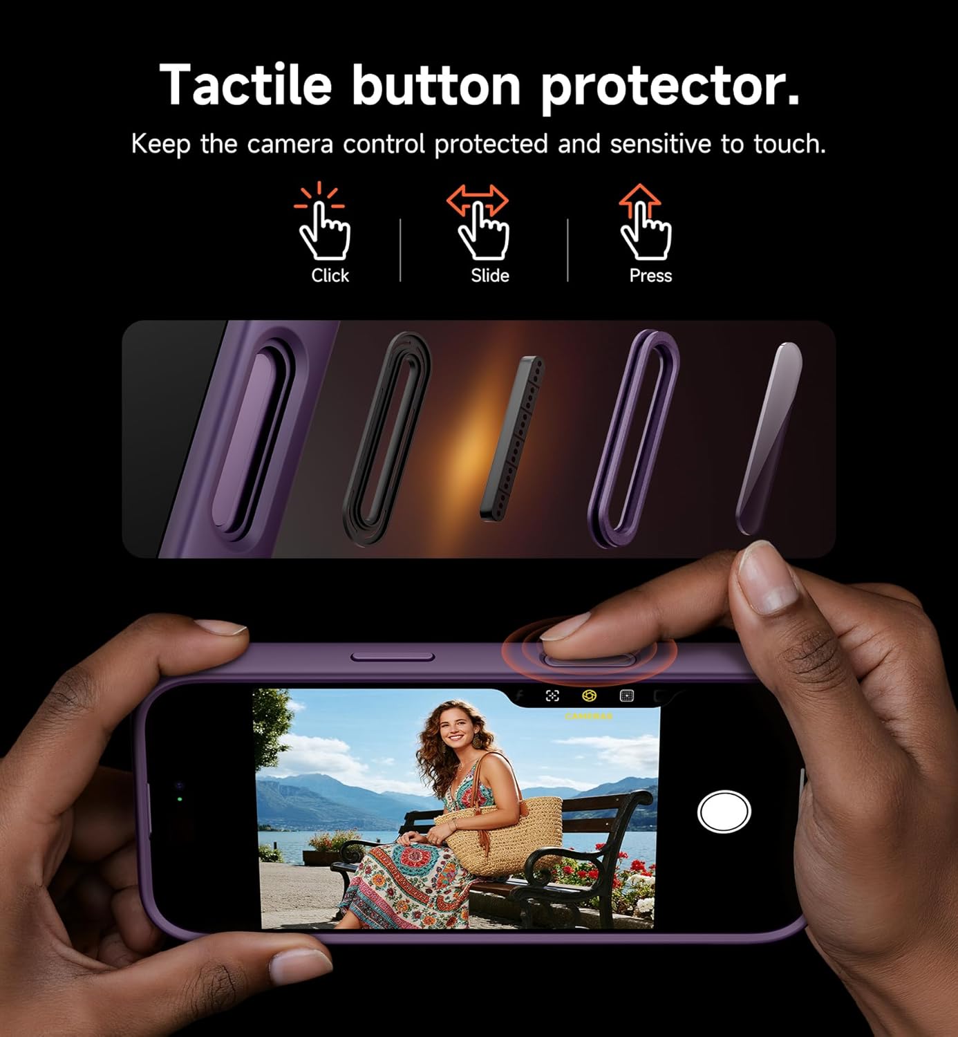 SURITCH for iPhone 17 Pro Case with Camera Control Cover, Camera Cover and Adjustable Kickstand, Compatible with MagSafe, Shockproof Bumper Protective Cases 6.3 Inch, Dark Purple