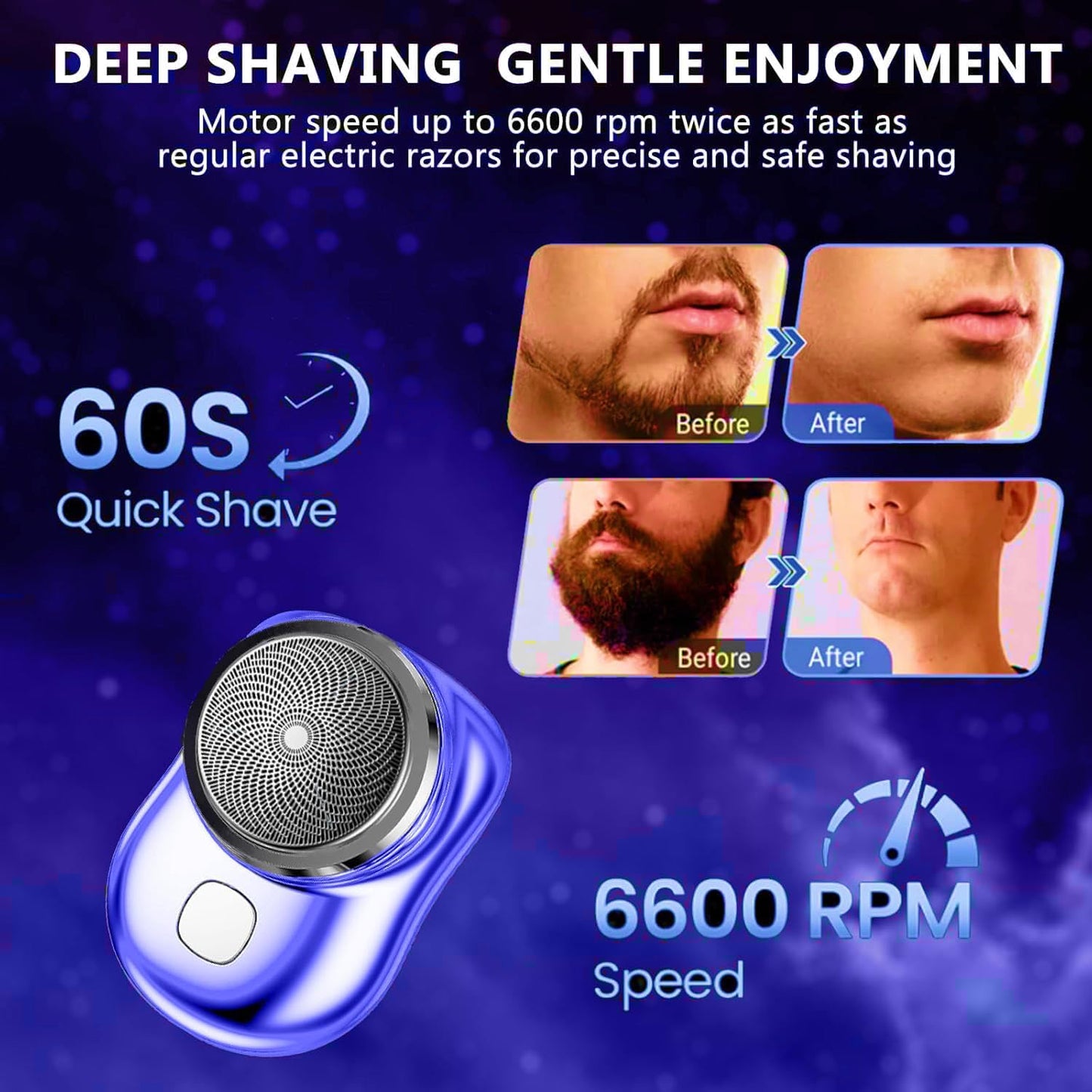 Mini-Shave Portable Electric Shaver,mini shavers for Men Women Father Day Gifts,Travel-Friendly mini Shaver,Lightweight Razor for Travel Office Business Trip (Blue)
