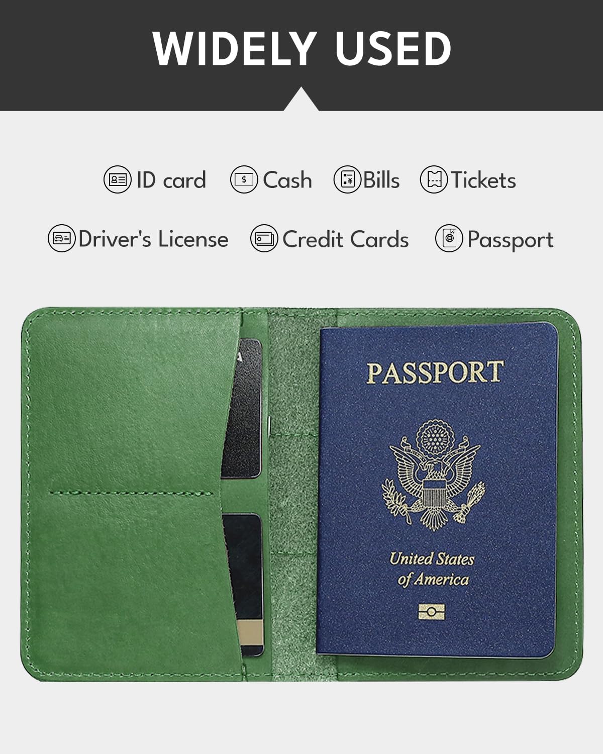 ALLIVE Passport Holder for Travel, Genuine Leather Passport Holder Women Men,Passport Cover Wallet,Travel Must Haves Airport Essentials Travel Gifts Green