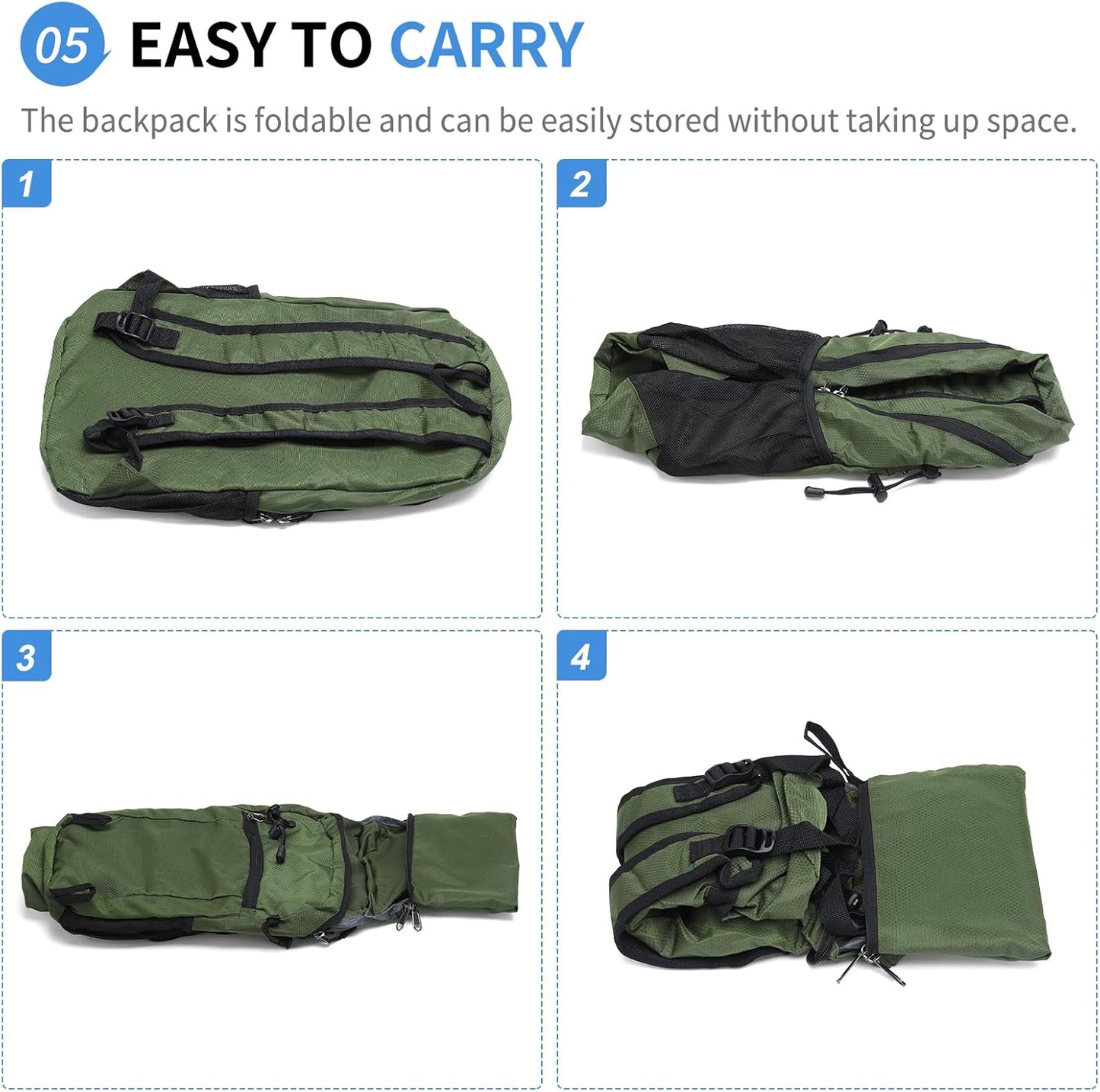 Hiking Daypack Packable, Camping Backpack Water Resistant Lightweight Polyester for Men Women Travel Outdoor