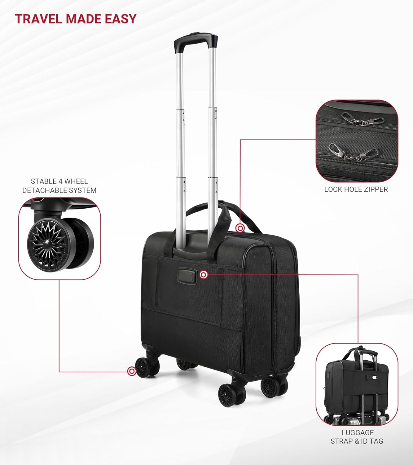 star cloud Rigid Frame Roling Laptop Bag on Wheels, Rolling Briefcase with USB & Type-C Charging Port,Water Resistant Rolling Computer Bag for 17.3 Inch Laptop, Work Travel and Business
