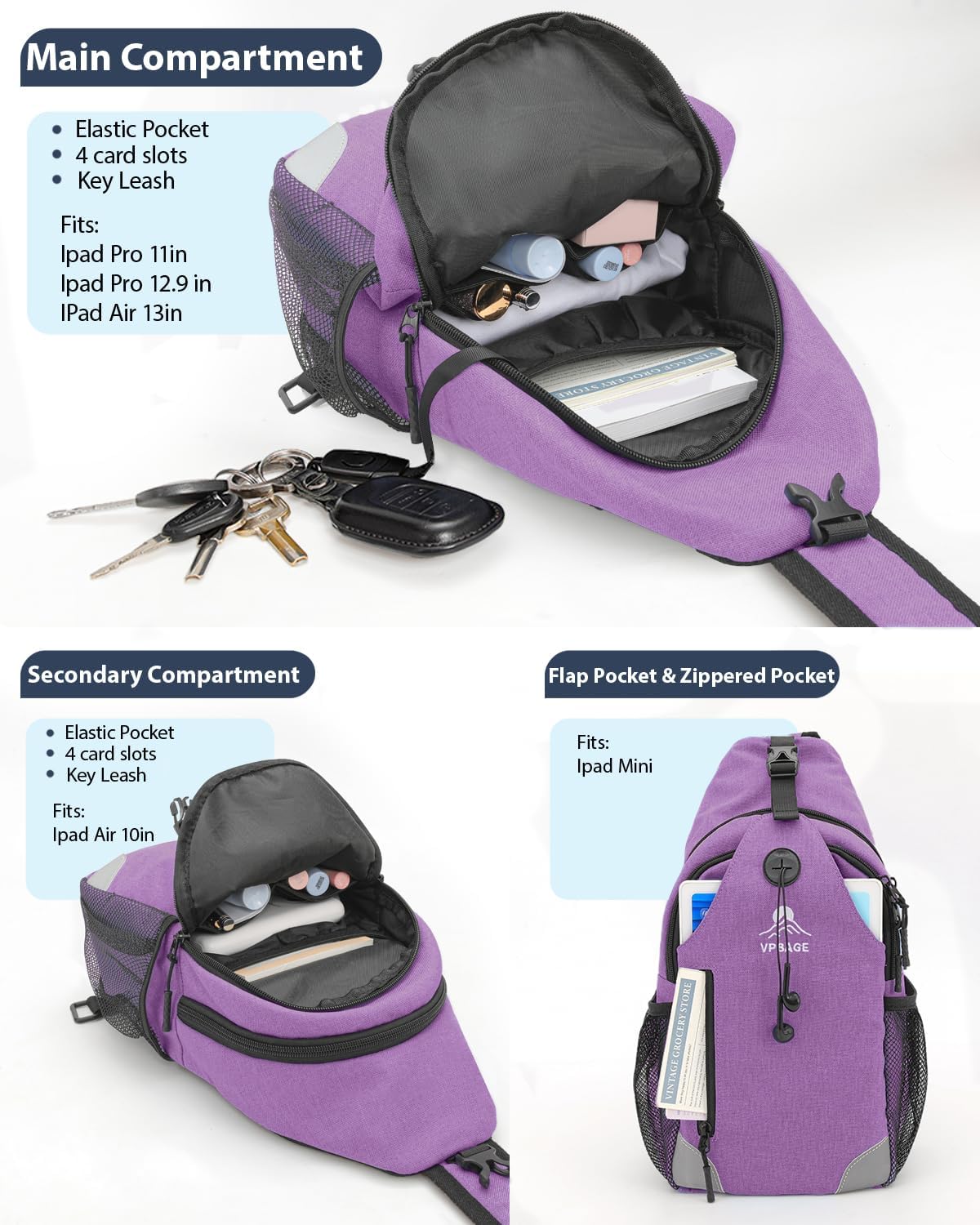 Sling Bag, Crossbody Bag for Men, Cross Body Hiking Backpack, Travel Daypack, Chest Pack with Chest