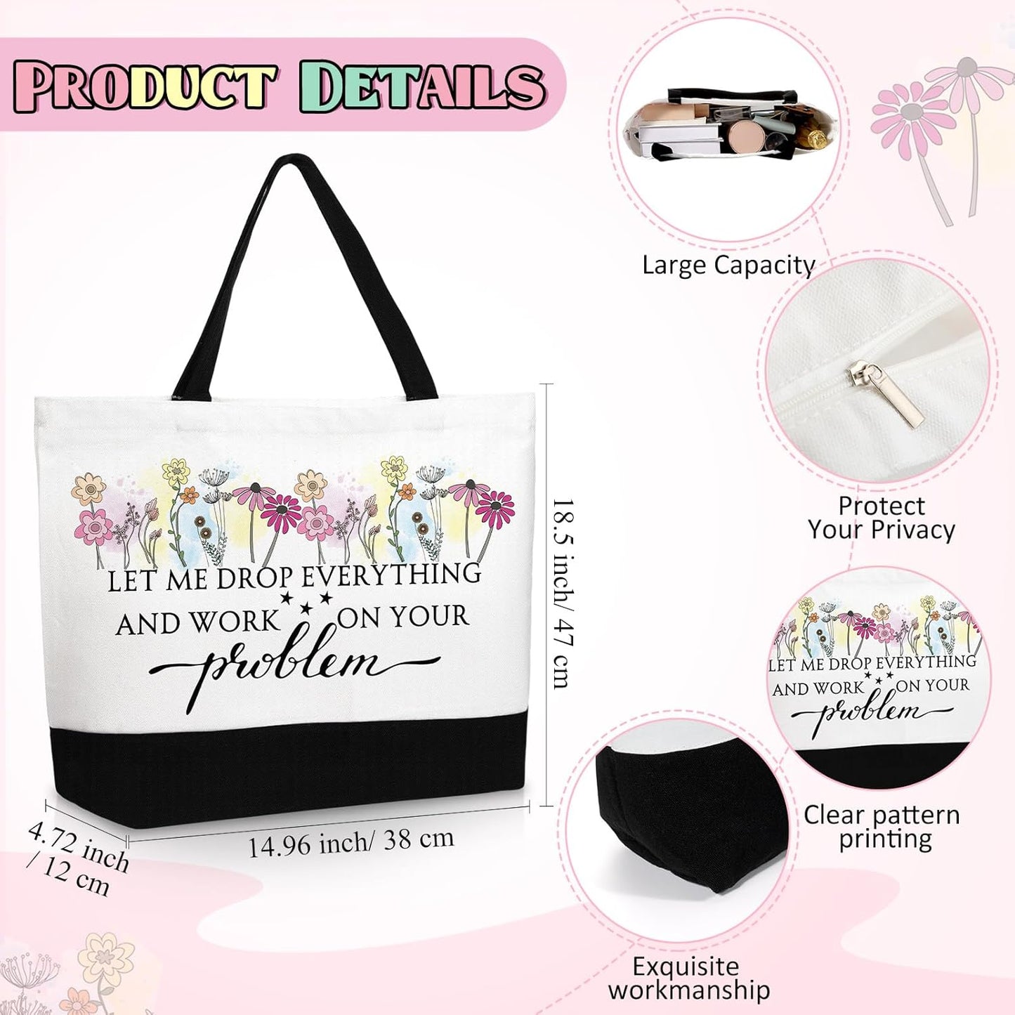 Kacctyen 3 Pcs Secretary Gifts Fine Canvas Tote Bag Administrative Assistant Makeup Cosmetic Bag Appreciation Keychains Gifts for Women Secretary Birthday