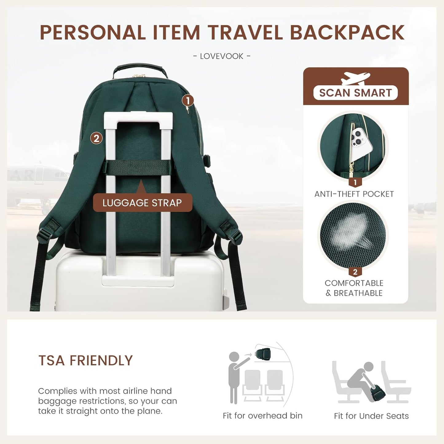 LOVEVOOK Laptop Backpack for Women with Pouch Pocket for Large Capacity Cup,17 Inch Laptop Computer