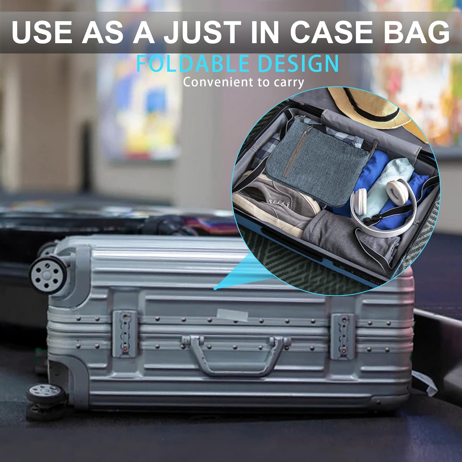 Vomgomfom 65L/85L/115L Foldable Travel Duffle Bag, Lightweight Checked Luggage with Shoe
