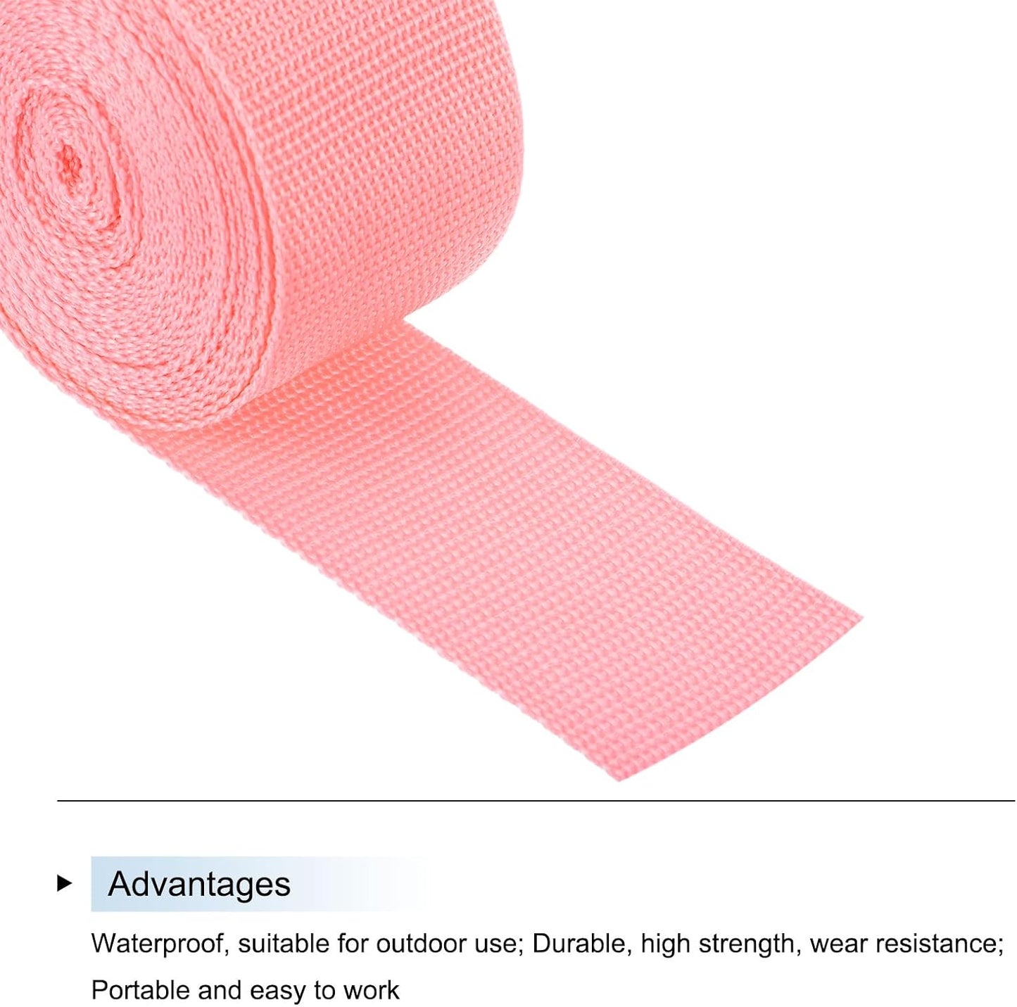 MECCANIXITY Lightweight Polypropylene Webbing Strap 2" 5 Yard Backpack Strapping Band Pink for Outdoor Luggage Cargo Straps